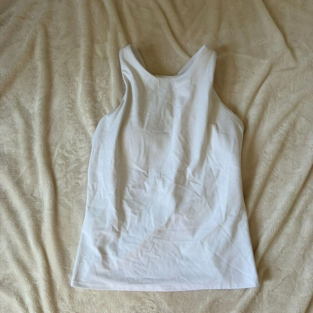 Athleta Built-In Bra Racerback Tank Top Size XL White - Picture 2 of 7
